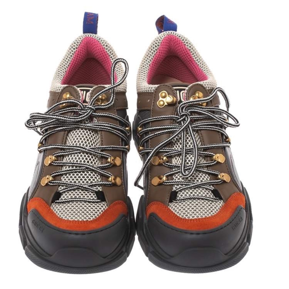 Gucci Multicolor Leather, Suede and Mesh Flashtrek Reflective Sneakers Size 9 - Picture 3 of 6